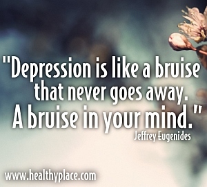 Depression är som ett blåmärke som aldrig försvinner. Ett blåmärke i ditt sinne. Citat på känslor av depression - Depression är som ett blåmärke som aldrig försvinner. Ett blåmärke i ditt sinne.