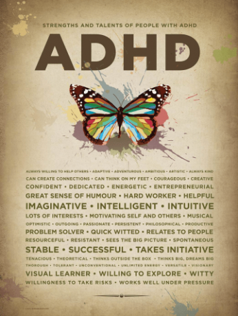 Affisch för att öka självkänslan för barn, tweens och tonåringar med ADHD